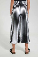 Load image into Gallery viewer, Redtag-White/Black-Stripes-Capri-With-Side-Pocket-Printed-Capris-Senior-Girls-9 to 14 Years
