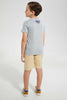 Redtag-Grey-T-Shirt-And-Short-With-Sun-Glasses-Sets-Boys-2 to 8 Years