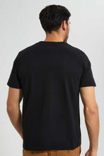 تنزيل الصورة على معرض الصور، Redtag-Black-T-Shirt-With-Chest-Print-Graphic-T-Shirts-Men&#39;s-
