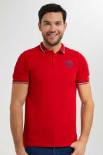 تنزيل الصورة على معرض الصور، Redtag-Red-Polo-With-Tipping-Polo-Shirts-Men&#39;s-
