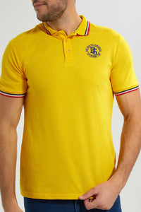 Redtag-Yellow-Polo-With-Tipping-Polo-Shirts-Men's-