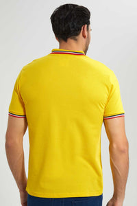 Redtag-Yellow-Polo-With-Tipping-Polo-Shirts-Men's-