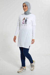 Redtag-White-Long-T-Shirt-With-Sequin-Graphic-Embellished-T-Shirts-Women's-