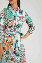 Load image into Gallery viewer, Redtag-Assorted-Printed-Green-Satin-Shirt-Dress-Dresses-Women&#39;s-
