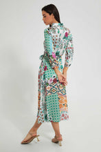 Load image into Gallery viewer, Redtag-Assorted-Printed-Green-Satin-Shirt-Dress-Dresses-Women&#39;s-
