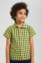 Load image into Gallery viewer, Redtag-Yellow-Check-Ss-Shirt-Casual-Shirts-Boys-2 to 8 Years
