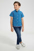 Redtag-Blue-Check-Ss-Shirt-Casual-Shirts-Boys-2 to 8 Years