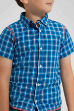 Load image into Gallery viewer, Redtag-Blue-Check-Ss-Shirt-Casual-Shirts-Boys-2 to 8 Years
