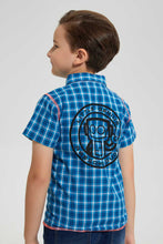 Load image into Gallery viewer, Redtag-Blue-Check-Ss-Shirt-Casual-Shirts-Boys-2 to 8 Years
