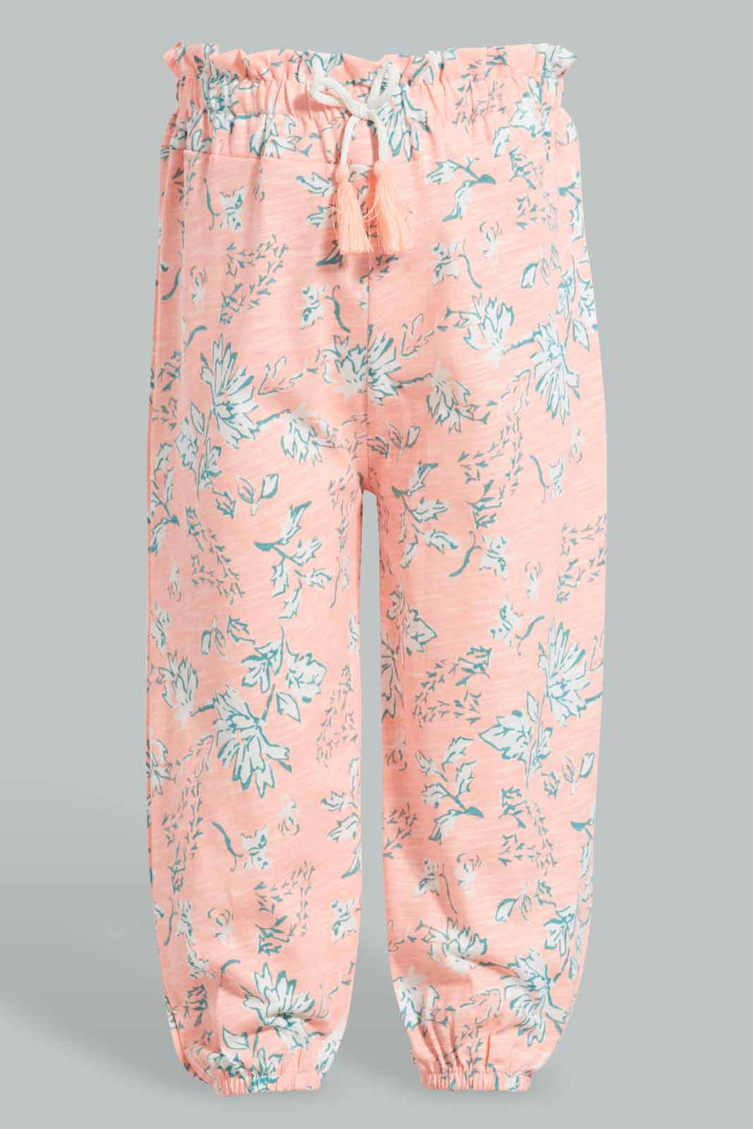 Redtag-Coral-Multi-Colour-Printed-Harem-Harem-Pants-Infant-Girls-3 to 24 Months