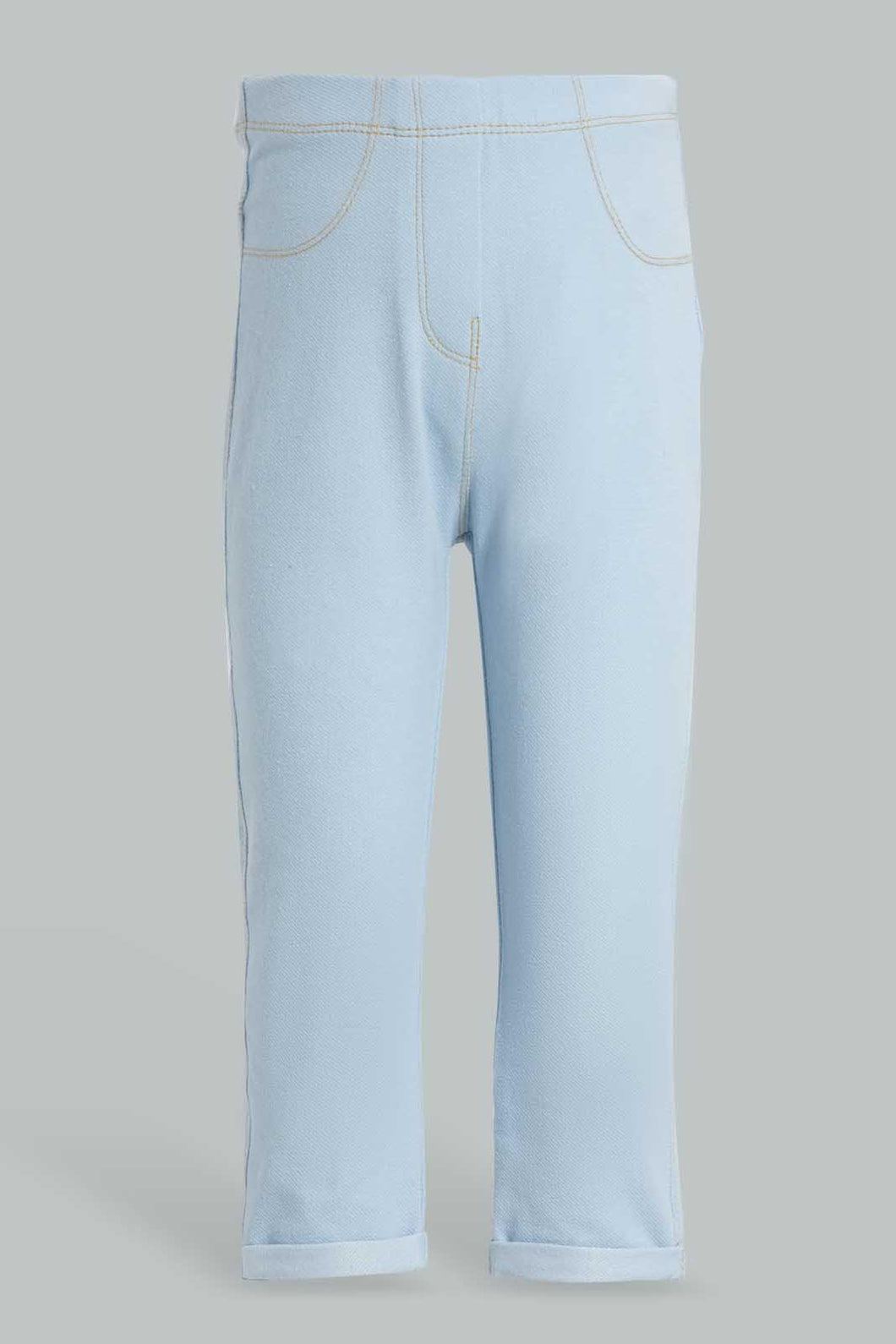 Redtag-Light-Wash-Knit-Jegging-Jeggings-Infant-Girls-3 to 24 Months