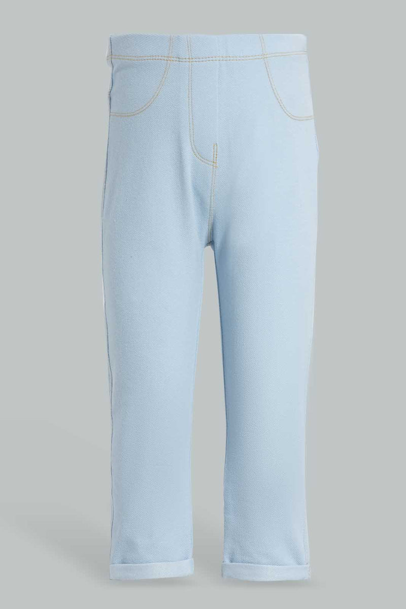 Redtag-Light-Wash-Knit-Jegging-Jeggings-Infant-Girls-3 to 24 Months