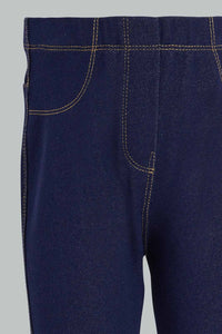 Redtag-Dark-Wash-Knit-Jegging-Jeggings-Infant-Girls-3 to 24 Months