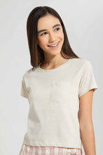 Load image into Gallery viewer, Redtag-White/Beige-2Pcs-Pack-T-Shirt-With-Pocket-Plain-T-Shirts-Senior-Girls-9 to 14 Years
