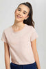 Redtag-Pink/Lt-Grey-2Pcs-Pack-T-Shirt-With-Pocket-Plain-T-Shirts-Senior-Girls-9 to 14 Years