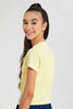 Redtag-Lt-Yellow/Lt-Blue-2Pcs-Pack-Crop-T-Shirt-Plain-T-Shirts-Senior-Girls-9 to 14 Years