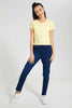 Redtag-Lt-Yellow/Lt-Blue-2Pcs-Pack-Crop-T-Shirt-Plain-T-Shirts-Senior-Girls-9 to 14 Years