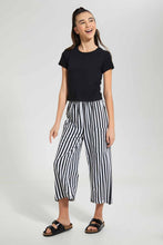 Load image into Gallery viewer, Redtag-Black/White-2Pcs-Pack-Crop-T-Shirt-Plain-T-Shirts-Senior-Girls-9 to 14 Years
