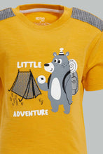 Load image into Gallery viewer, Redtag-Mustard-Panda-Tshirt-With-Conrast-Cut-And-Sew-Graphic-T-Shirts-Infant-Boys-3 to 24 Months
