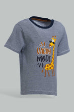 Load image into Gallery viewer, Redtag-Navy-Giraffe-Striped-Tshirt-Striped-T-Shirts-Infant-Boys-3 to 24 Months
