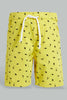 Redtag-White-And-Yellow-Printed-Trouser-Short-2Pack-Chino-Shorts-Infant-Boys-3 to 24 Months