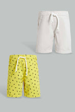 Load image into Gallery viewer, Redtag-White-And-Yellow-Printed-Trouser-Short-2Pack-Chino-Shorts-Infant-Boys-3 to 24 Months
