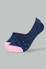 Redtag-Navy/Pink-Polka-Stripe-Printed-Invisible-Socks-(5-Packs)-Invisible-Socks-Women's-