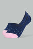 Redtag-Navy/Pink-Polka-Stripe-Printed-Invisible-Socks-(5-Packs)-Invisible-Socks-Women's-