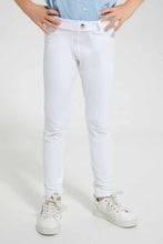 Load image into Gallery viewer, Redtag-White-Girls-Printed-Glitter-Jegging-Jeggings-Girls-2 to 8 Years
