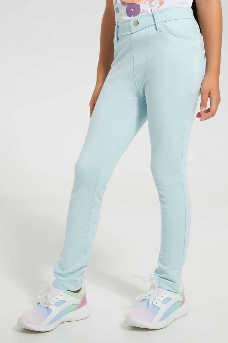 Redtag-Sky-Blue-Girls-Printed-Glitter-Jegging-Jeggings-Girls-2 to 8 Years