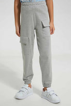 Load image into Gallery viewer, Redtag-Grey-Melange-Girls-Cargo-Trouser-Cargo-Pants-Girls-2 to 8 Years

