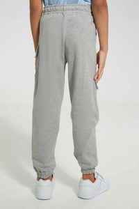 Redtag-Grey-Melange-Girls-Cargo-Trouser-Cargo-Pants-Girls-2 to 8 Years