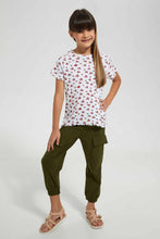 Load image into Gallery viewer, Redtag-Olive-Girls-Cargo-Trouser-Cargo-Pants-Girls-2 to 8 Years
