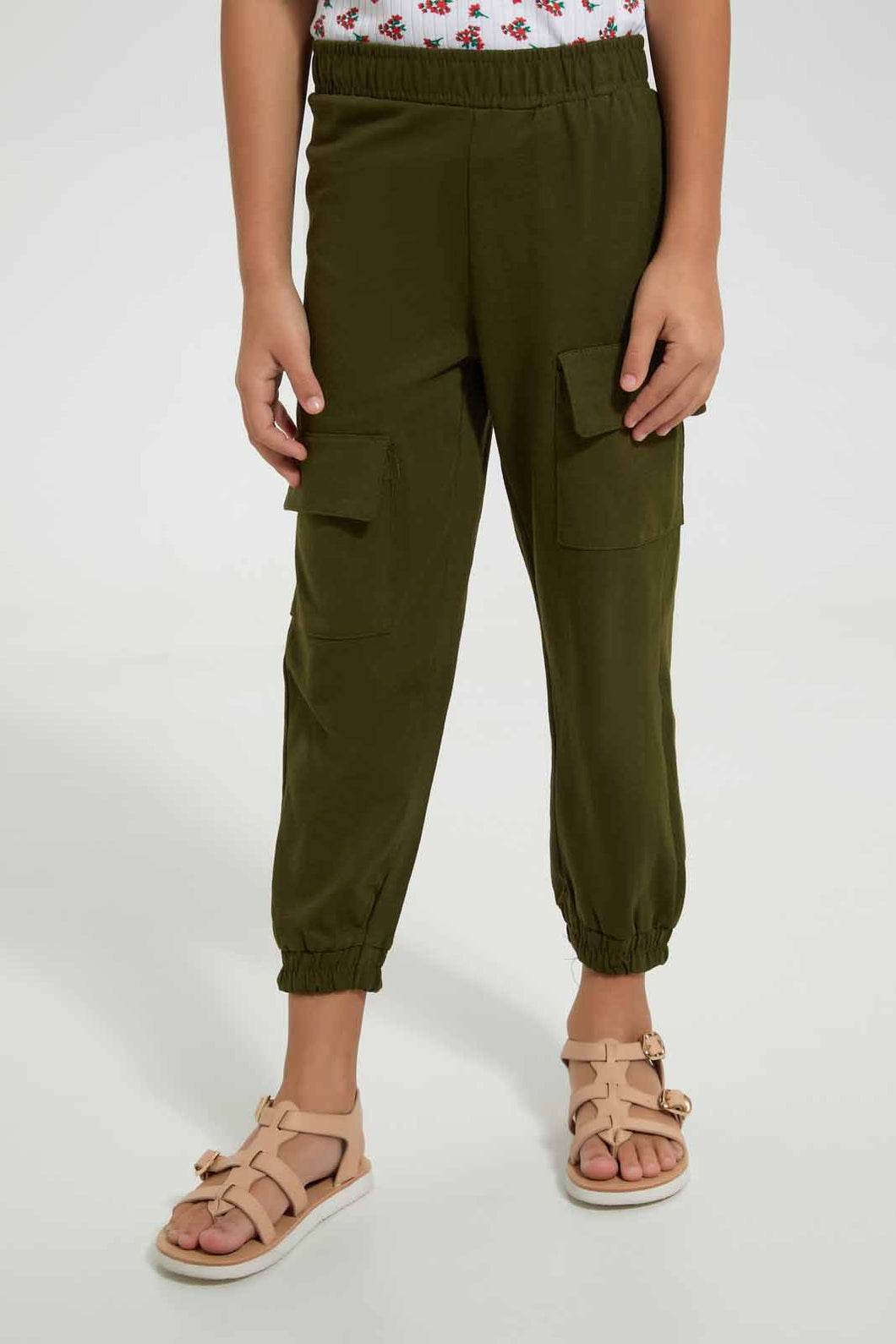 Redtag-Olive-Girls-Cargo-Trouser-Cargo-Pants-Girls-2 to 8 Years