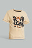 Redtag-Beige-Puff-Print-Short-Sleeve-Tshirt-All-Over-Prints-Infant-Boys-3 to 24 Months