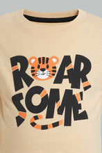 Load image into Gallery viewer, Redtag-Beige-Puff-Print-Short-Sleeve-Tshirt-All-Over-Prints-Infant-Boys-3 to 24 Months
