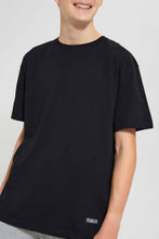 Load image into Gallery viewer, Redtag-Black-Plain-Keyshape-T-Shirt-Plain-T-Shirts-Senior-Boys-9 to 14 Years
