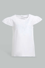 Load image into Gallery viewer, Redtag-White-Embroidred-Yoke-Cap-Sleeves-Blouse-Blouses-Infant-Girls-3 to 24 Months
