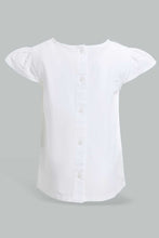 Load image into Gallery viewer, Redtag-White-Embroidred-Yoke-Cap-Sleeves-Blouse-Blouses-Infant-Girls-3 to 24 Months
