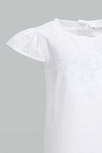 Load image into Gallery viewer, Redtag-White-Embroidred-Yoke-Cap-Sleeves-Blouse-Blouses-Infant-Girls-3 to 24 Months
