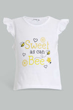 تنزيل الصورة على معرض الصور، Redtag-Yellow-Bee-Print-T-Shirt-With-Short-Sets-Infant-Girls-3 to 24 Months
