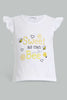 Redtag-Yellow-Bee-Print-T-Shirt-With-Short-Sets-Infant-Girls-3 to 24 Months