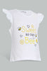 Redtag-Yellow-Bee-Print-T-Shirt-With-Short-Sets-Infant-Girls-3 to 24 Months