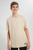 Redtag-Beige-Plain-Keyshape-T-Shirt-Plain-T-Shirts-Senior-Boys-9 to 14 Years