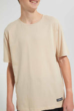 Load image into Gallery viewer, Redtag-Beige-Plain-Keyshape-T-Shirt-Plain-T-Shirts-Senior-Boys-9 to 14 Years

