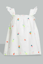 Load image into Gallery viewer, Redtag-White-Neon-Embroidery-Strappy-Sleeveless-Blouse-Blouses-Infant-Girls-3 to 24 Months
