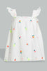 Redtag-White-Neon-Embroidery-Strappy-Sleeveless-Blouse-Blouses-Infant-Girls-3 to 24 Months