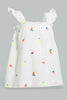 Redtag-White-Neon-Embroidery-Strappy-Sleeveless-Blouse-Blouses-Infant-Girls-3 to 24 Months