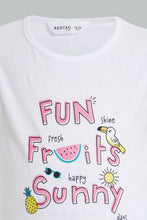 تنزيل الصورة على معرض الصور، Redtag-White-Print-T-Shirt-With-Short-Sets-Infant-Girls-3 to 24 Months
