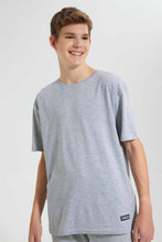 Load image into Gallery viewer, Redtag-Grey-Mel-Print-Keyshape-T-Shirt-Plain-T-Shirts-Senior-Boys-9 to 14 Years
